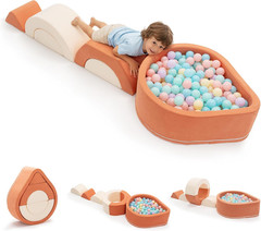 Toddlers Climbing Toys with Ball Pit, 6-Piece Baby Foam Climbing Blocks with Bal
