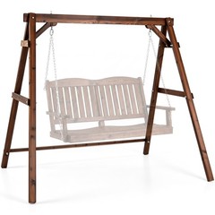Heavy-Duty Carbonized Fir Wood Swing Frame w/Reinforced Bars & 2 Hanging Rings
