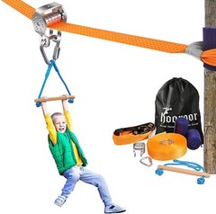 Hooroor Slackline Pulley with 52FT Zip Line Monkey Bar Warrior Obstacle ( VF1)