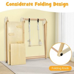 5-in-1 Kids Indoor Playground w/Slide Climbing Rock Adjustable Swing Wooden
