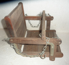 Vintage Gym Dandy Wooden Swing Seat – Slatted Hanging Chair with Chains