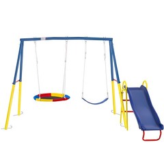 Heavy Duty Swing Set with Slide for Garden Backyard Outdoor Kids Swing Play Toys