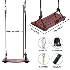 Wooden Swing Seat Nostalgic Outdoor Wood Swing for Kids Tree Swing for Adults