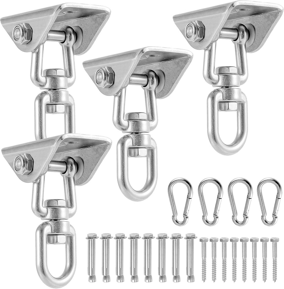 4 Pack Heavy Duty Swing Hangers Set, 1000 Lbs Capacity 360°Rotate Stainless Stee
