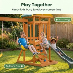 Backyard Discovery Tucson Swing Set Wooden Playset Outdoor Fun Not Ship AK or HI