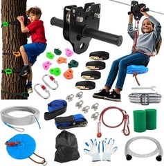 Zipline for Backyard Kids and Adults: 200FT Up to 400 lbs – Updated Removable De