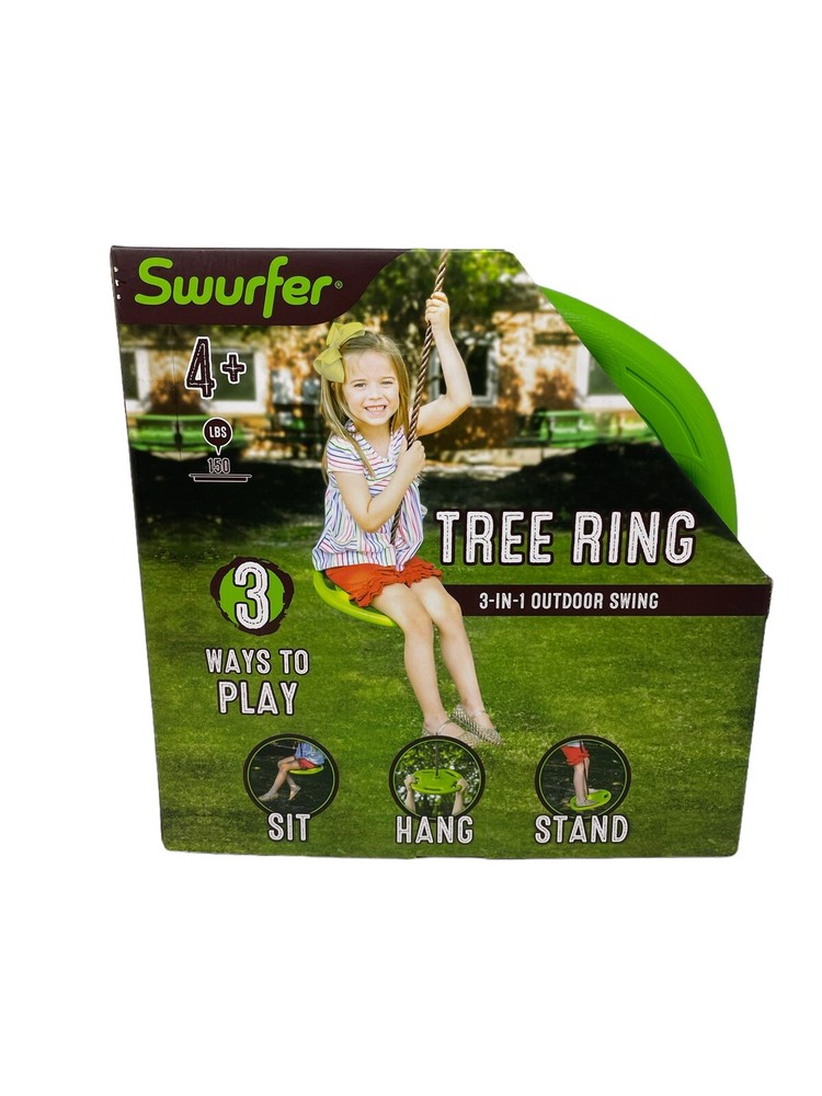 Swurfer Tree Swing Ring 3-in-1 Outdoor Tree Disc Swing Climbing Rope to Sit Stan