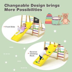 Indoor Playground Climbing Gym Kids Wooden 8 in 1 Climber Playset for Children