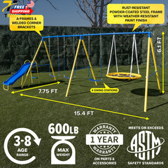 Triple Swing Metal Swing Set Saucer Swing 3 Adjustable Swings Lifetime Warrant