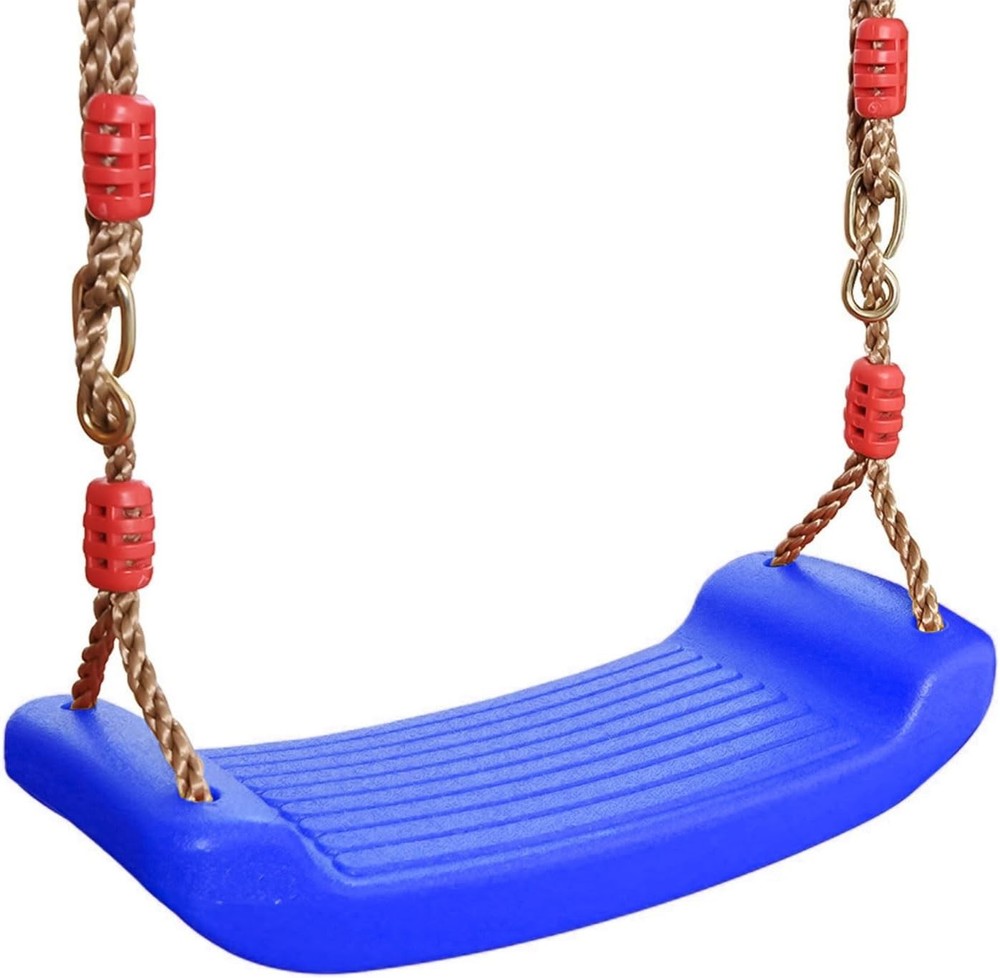 Plastic Swing Seat W/ Adjustable Rope 220 lb Capacity Blue 16.5 x 6.7 x 1.6 in