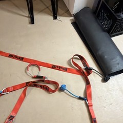 NinjaLine Outdoor Obstacle Course Slackline Kit with Rings and Bar.