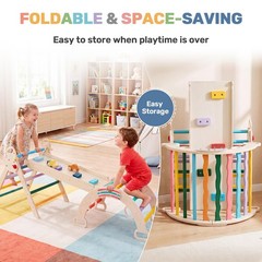9-in-1 Pikler Triangle Set for Toddlers, Foldable Montessori Climbing Toys In…