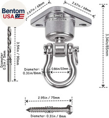 Stainless Steel Hanger with Smooth Swing Bearings, Heavy Duty 180°+360° Swivel S