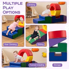 5 Pieces Foam Climbing Toys, Colorful PU Leather Climbing Blocks for Toddlers