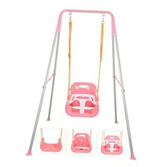 3-in-1 Toddler Swing Set, Indoor & Outdoor Baby Swing Heavy Duty Swing Set Pink