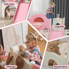 9 in 1 Toddler Slide, Bus-Themed Kids Slide and Climber Playset with Basketball