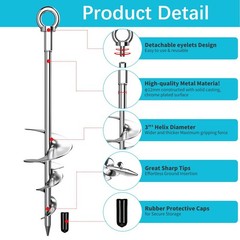 28” Ground Anchors, Fully Welded Heavy Duty Ground Anchor Screw in Swing Set…