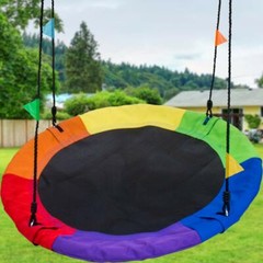 Tree Swing 40″ in Multi-Color Rainbow Kids Indoor/Outdoor Round Mat Saucer Swing