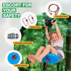 80FT Zip Line Kit for Kids Adults: up to 400LBS Quick Tighten Zipline for Backya