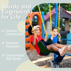 2-Pack Heavy Duty Plastic Swing Seats with Chains for Kids Up to 250lbs