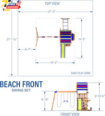 Beach Front Cedar Wood Swing Set with Wave Slide Play Deck Outdoor Playset NEW