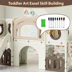 10-in-1 Toddler Slide Set Kids Climber Playset Playground with Whiteboard |
