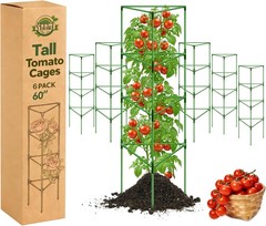 Halatool 6 Pack Tomato Cages for Graden 60 Inch, Adjustable Metal Tall Heavy Dut