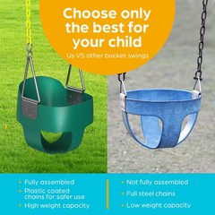 Baby Swing Outdoor – Heavy Duty Toddler Swing Set Accessories, High Back, Full B