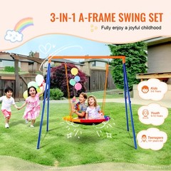 VEVOR Swing Sets for Backyard 40in Saucer Swing Seat A-Frame Metal Stand 440lbs