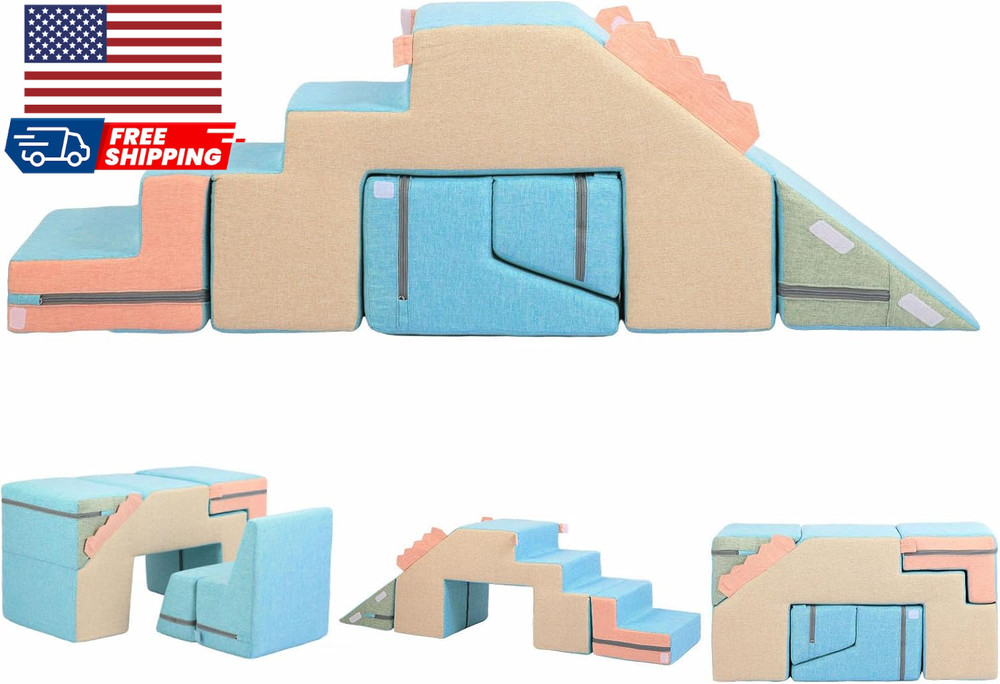 4 in 1 Foam Climbing Blocks for Toddlers Indoor Soft Climb and Crawl Play Climbi