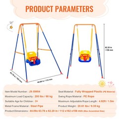 Uimoso Swing Sets for Backyard 3 in 1 Toddler Swing Set with 4 Sandbags Foldable
