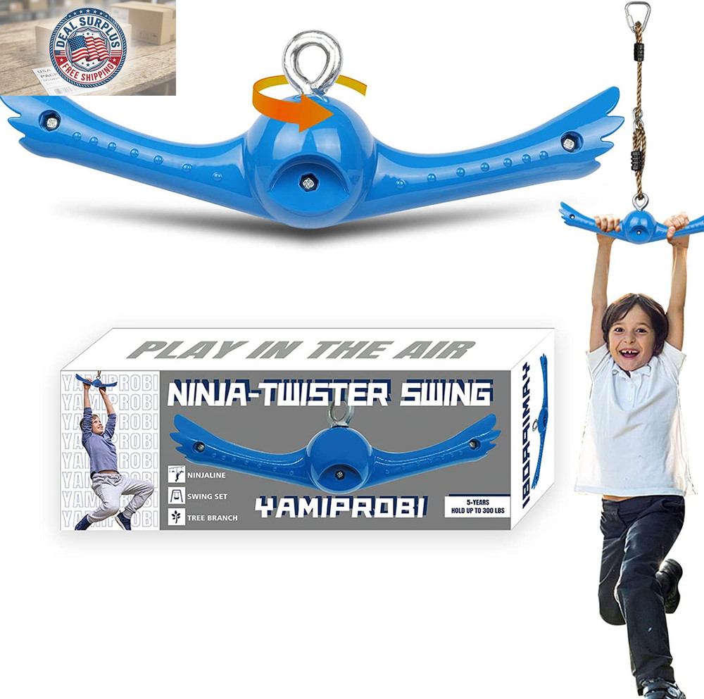 Ninja-Twister Swing Spins Set: Slackline Attachments – 360° Handle Twist-Spin Fl