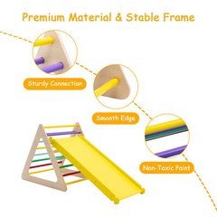 Set of 3 Wooden Climbing Ladder Triangle Climber Toy w/ Ramp Slide Toddler Kids