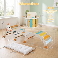 Climbing Toy Set w/ Arch, Foldable Ladder & Wooden Indoor Playground Jungle Gym