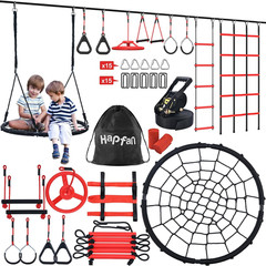 50 Ft Ninja Warrior Obstacle Course for Kids with Tree Swing, Portable Slackline