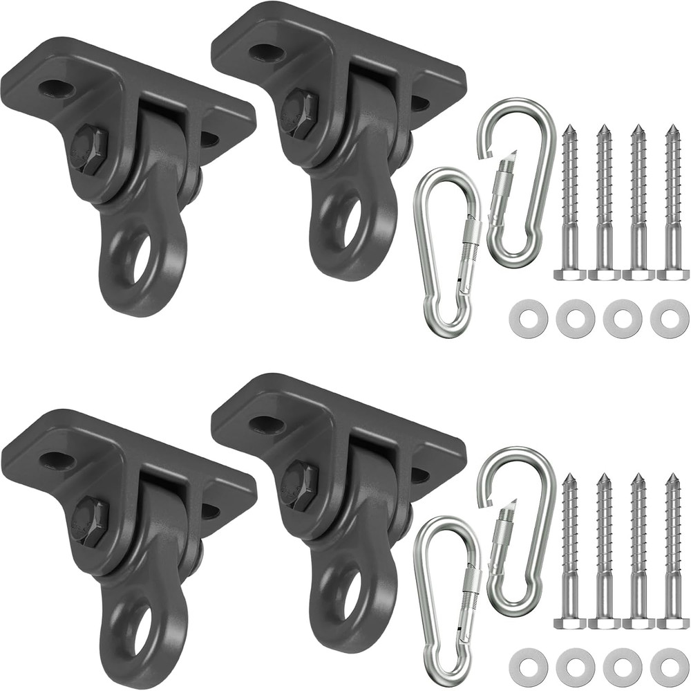 Heavy Duty Porch Swing Hangers Kit Aluminum Alloy 4 Pack 5000 Pound Capacity Set