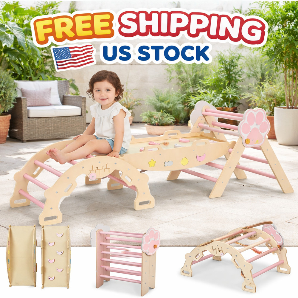 7-in-1 PiklerTriangle Set, Collapsible Wooden Montessoris Climbing Toy Climbing