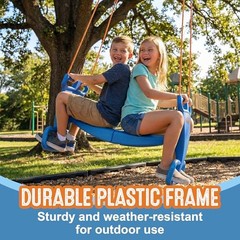 Glider Swing for Kids – Outdoor Dual Swingset for Backyard Blue/Orange