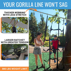 Hyponix Ninja Warrior Obstacle Course for Kids – 2 X 60 Ft Slackline with 13 Out