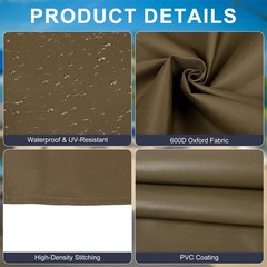 Brown 3-Seat Outdoor Swing Cover, Durable 600D Oxford Waterproof Fabric