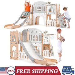 8-in-1 Toddler Slide &Climber Playset for Kids 1-3 Age Activity Center Fun House