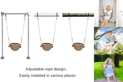 Kids Swing Seat, Heavy Duty Rope Play Secure Children 2 Pack Light Brown