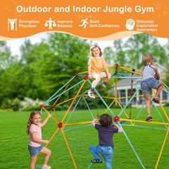 10FT Galvanized Steel Climbing Dome Jungle Gym with Swing for Kids – Blue