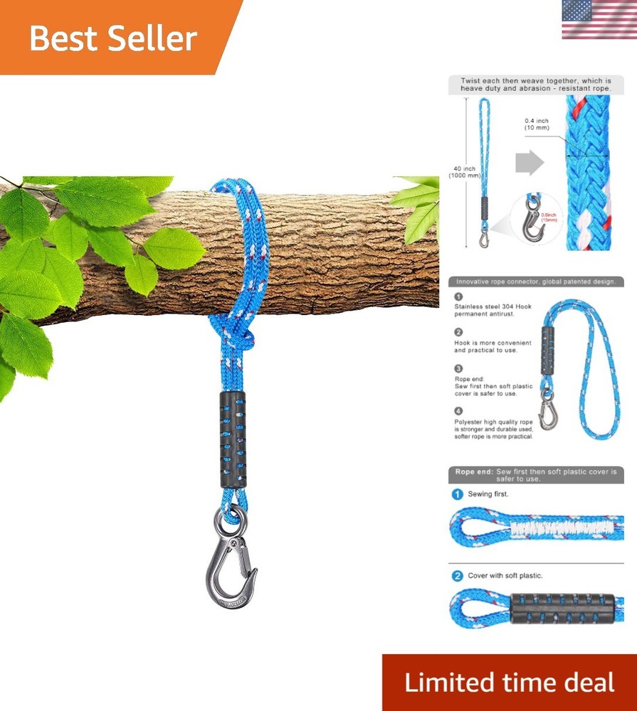 39” Tree Swing Rope with Stainless Steel Hook – 2500LB Load Capacity