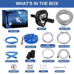 75ft/100ft/120ft/150ft Zip Line Kit for Kids and Adults Up to 380lb – Upgrade…