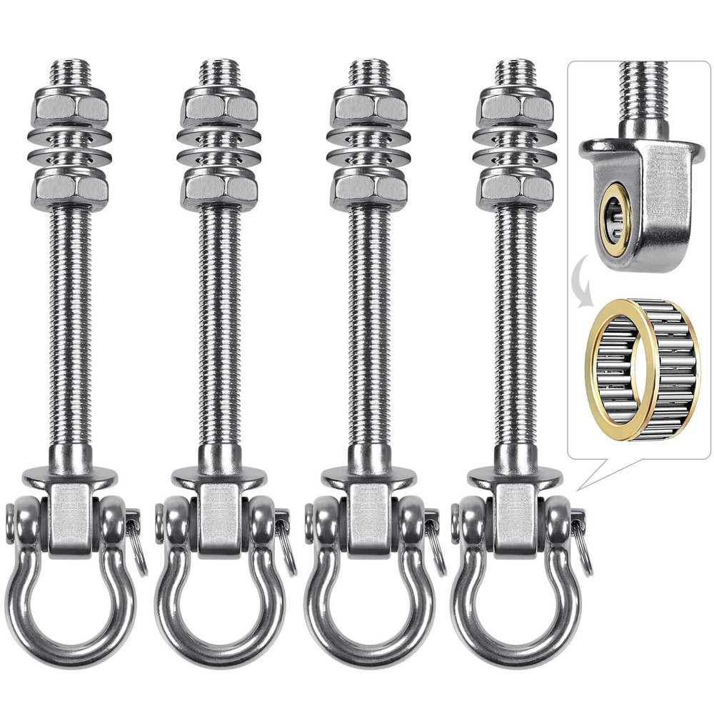 4 Pack Heavy Duty Stainless Steel Swing Hangers with Bearings for Porch Patio