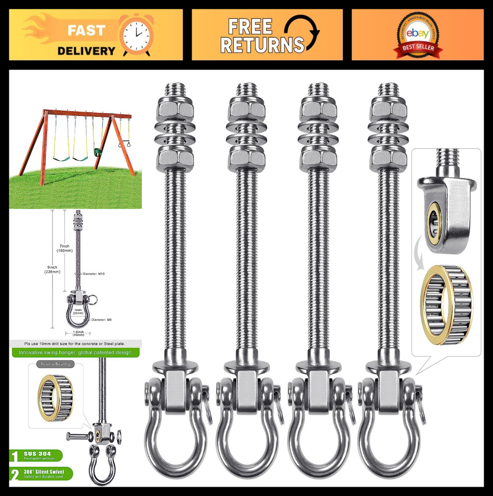 Heavy Duty Swing Hangers Set of 4 – Stainless Steel 304 for Hammocks, Yoga Swing