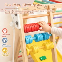 9-in-1 Foldable Kids Climbing Frame & Slide Wooden Toddler Playground for Age 3+