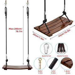 Wood Swing Seat, Carbonized Hanging Wood Tree Swing 16.9 x7.9 x0.5 in for Adu…