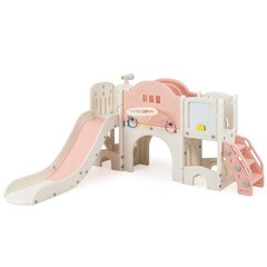 10 in 1 Toddler Slide Set w/Magnetic Whiteboard, Telescope Ring Toss for Ages 3+